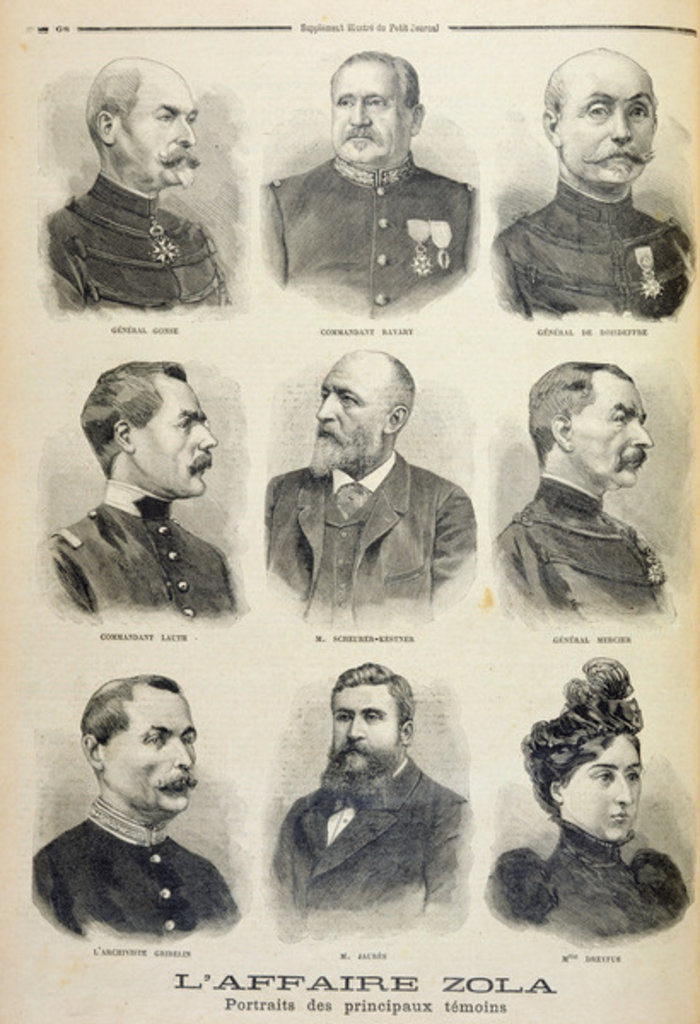 Detail of The Zola Affair: portraits of the main witnesses by French School