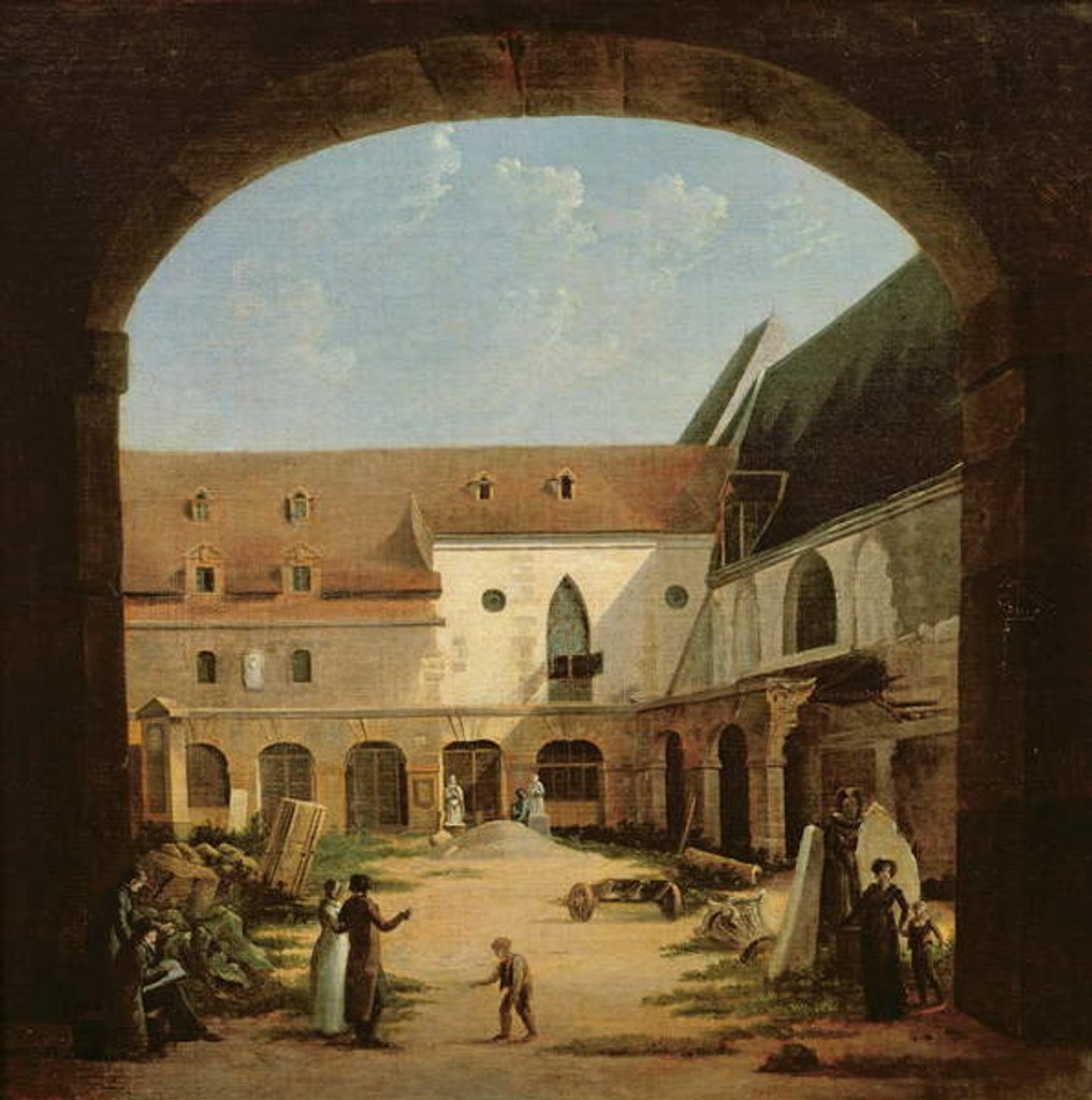 Detail of The convent courtyard of Petits-Augustins in Paris, c.1818 by Etienne Bouhot