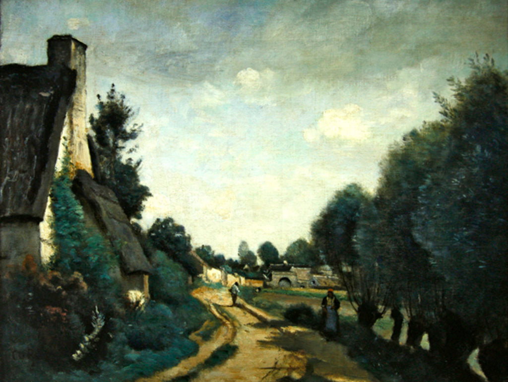 Detail of A Road Near Arras, or Cottages, 1853 by Jean Baptiste Camille Corot