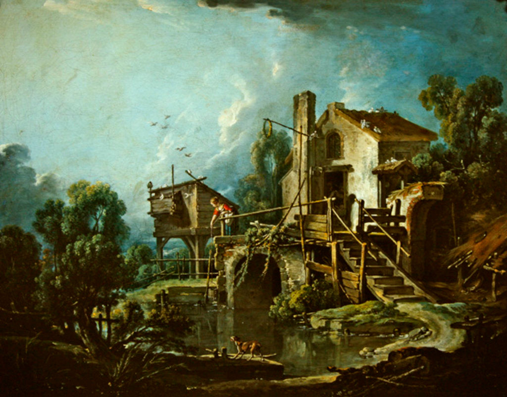 Detail of The Quiquengrogne windmill at Charenton, or the Charenton Windmill, c.1750-60 by Francois Boucher