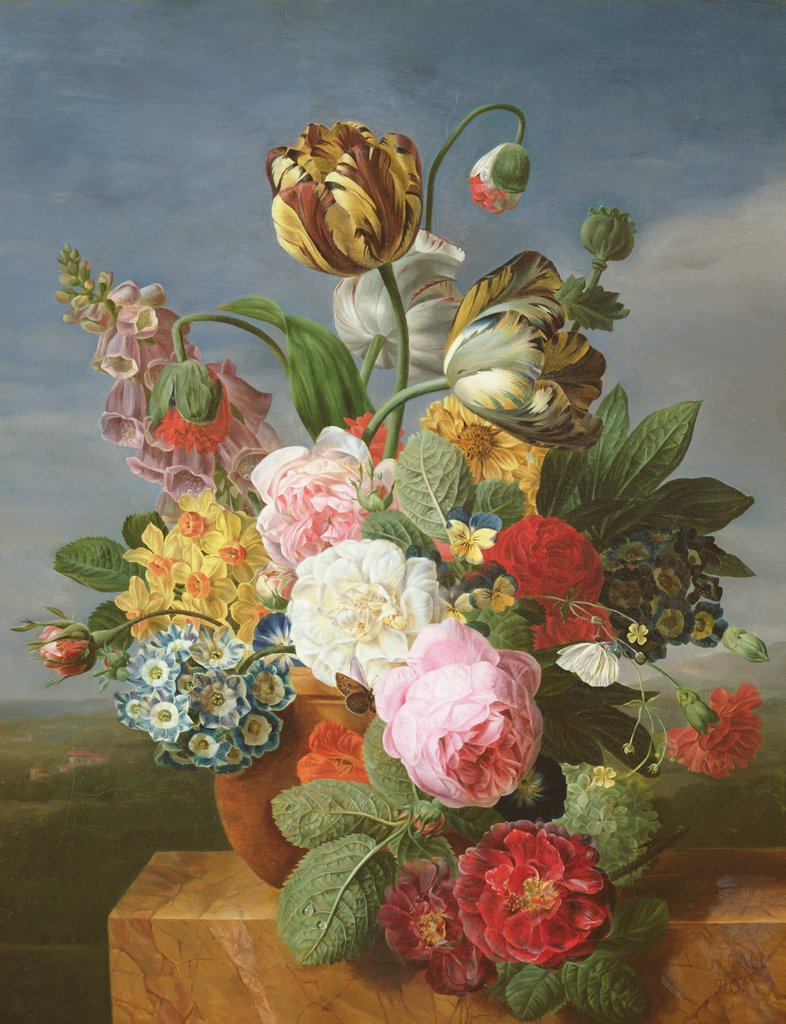 Detail of Bouquet of flowers in a vase by Jan Frans van Dael