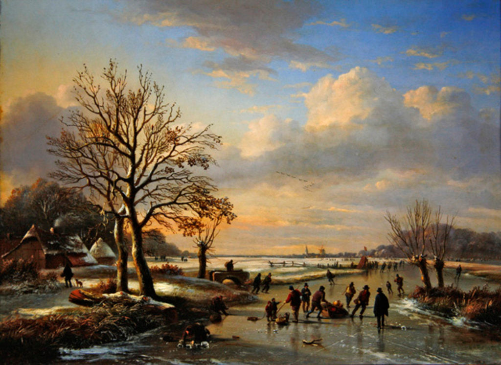 Detail of The Ice Skaters, 1850 by E. J. & Verwee Louis Verboeckhoven