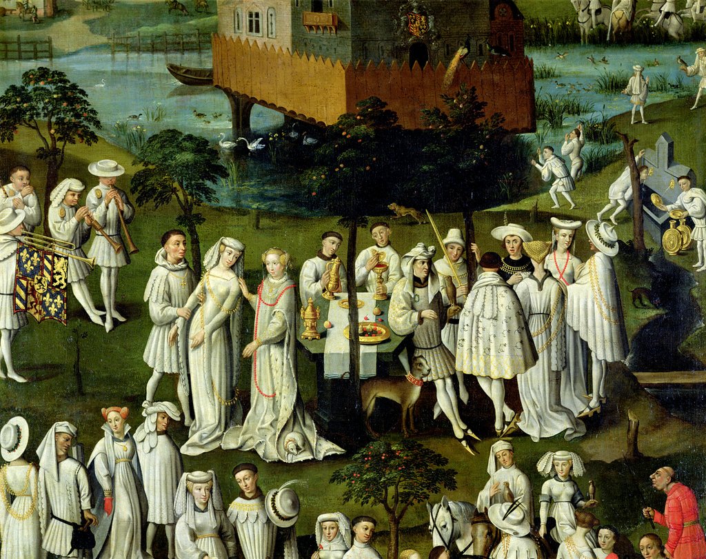 Detail of The Garden of Love at the Court of Philip the Good, in the Gardens of the Chateau de Hesdin in 1431 by French School