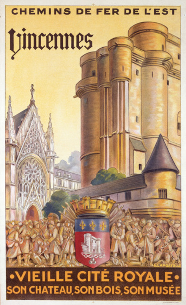 Detail of Travel poster of the Chemin de Fer de l'Est advertising trips to Vincennes, c.1920 by French School