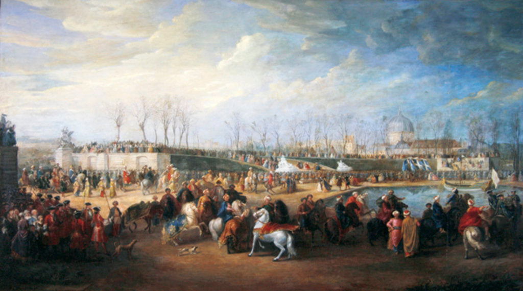 Detail of Mehemet Effendi, Turkish ambassador, arrives at the Tuileries on 21st March, 1721, after 1721 by Charles Parrocel