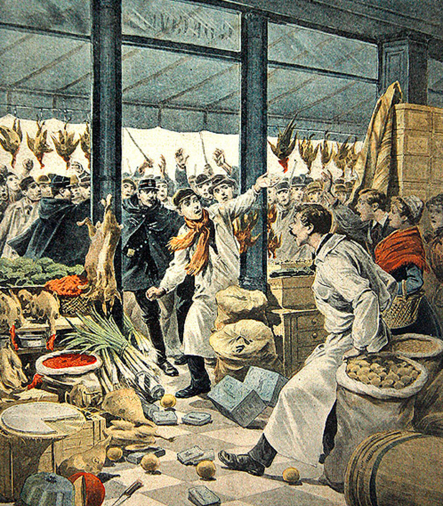Detail of Strike of the grocers, a brawl by French School
