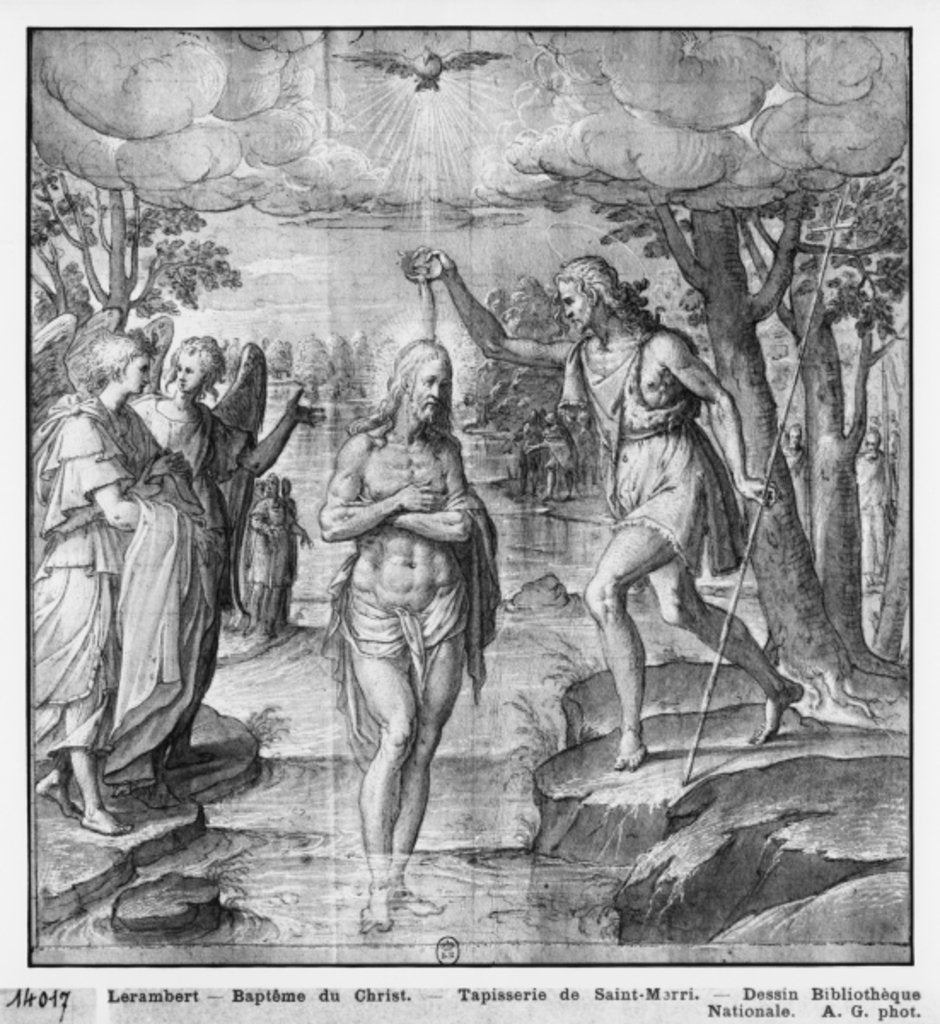 Detail of Life of Christ, Baptism of Christ by Henri Lerambert