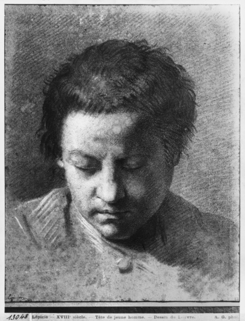 Detail of Head of a young man looking down by Nicolas-Bernard Lepicie