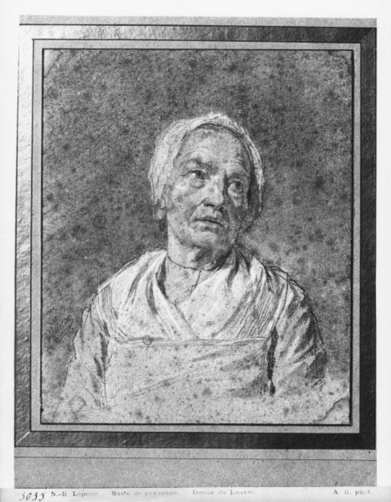 Detail of Bust of an old woman with head raised by Nicolas-Bernard Lepicie