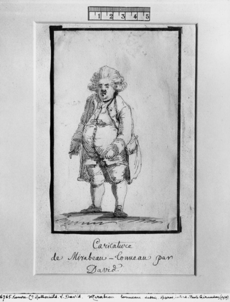 Detail of Caricature of Andre Boniface Louis of Riqueti, Viscount of Mirabeau, nicknamed Mirabeau-Tonneau by Jacques Louis David