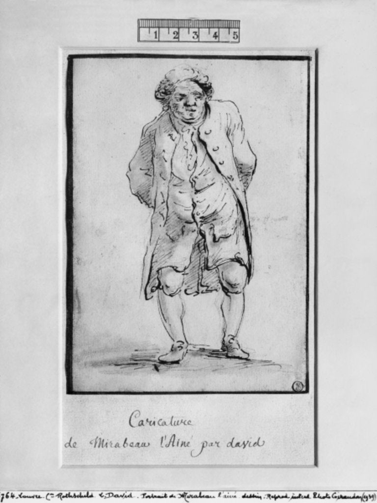 Detail of Caricature of Honore Gabriel Riqueti, Comte de Mirabeau by Jacques Louis David