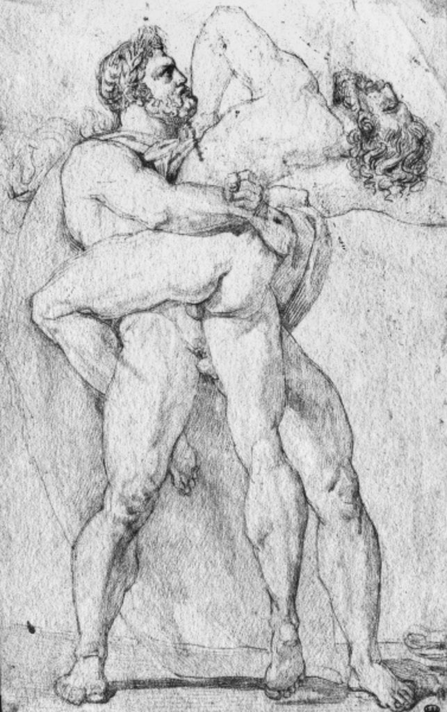 Detail of Hercules strangling Antaeus by Louis Charles Auguste Couder