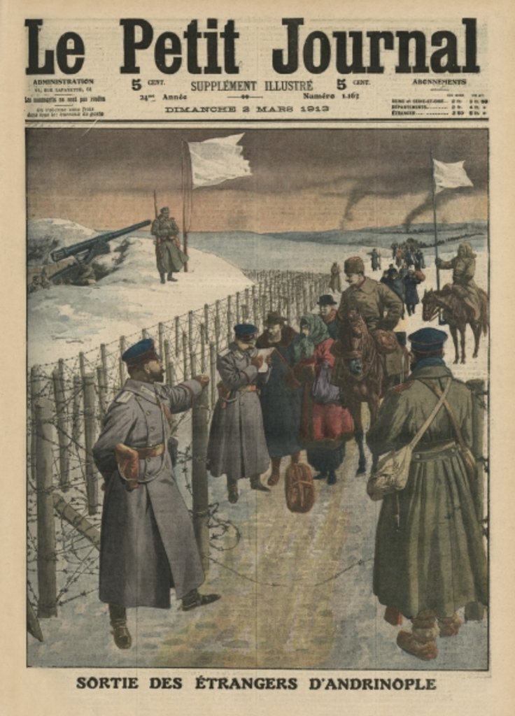 Detail of Foreigners coming out of Andrinople, front cover illustration from 'Le Petit Journal', supplement illustre by French School
