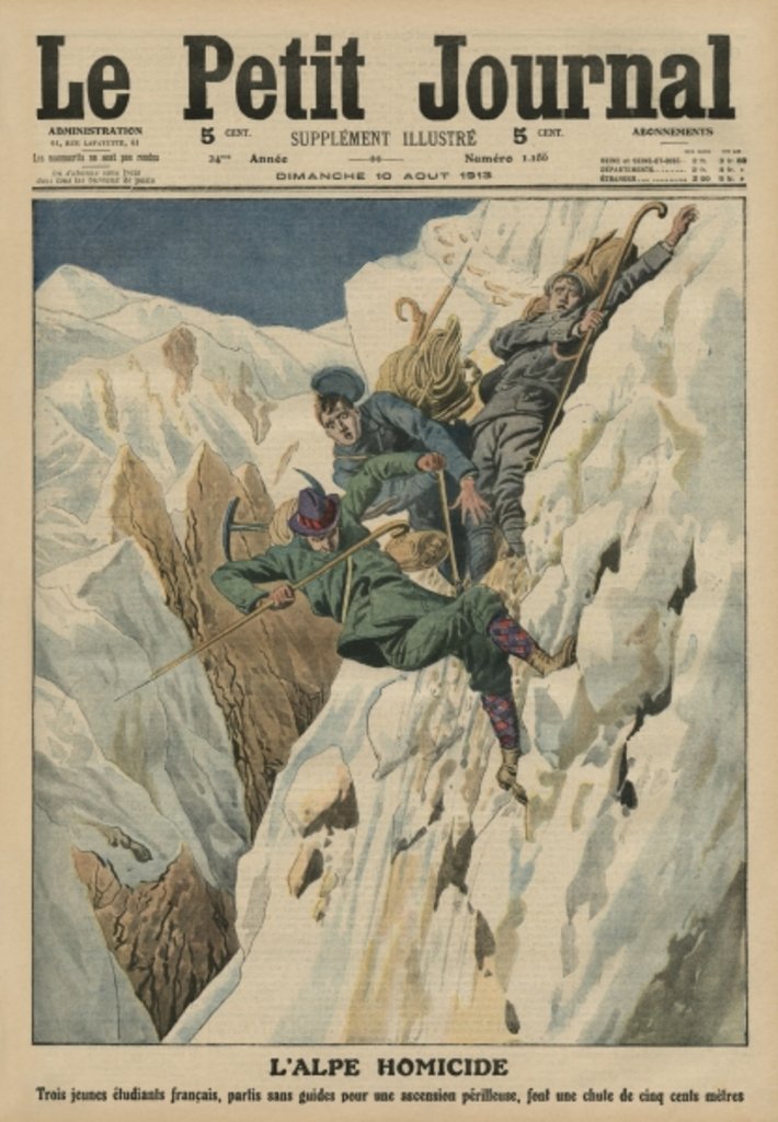 Detail of Homicidal Alp, front cover illustration from 'Le Petit Journal', supplement illustre, 10th August 1913 by French School