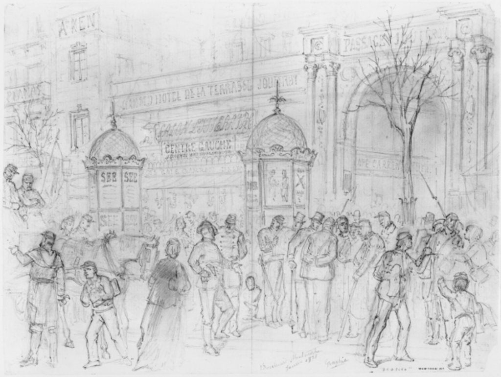 Detail of Album of the Siege of Paris, Boulevard Montmartre, January 1871 by Gustave Dore