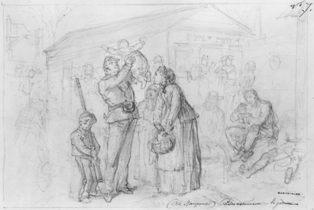 Detail of Album of the Siege of Paris, National Guards at the Ramparts during the day by Gustave Dore