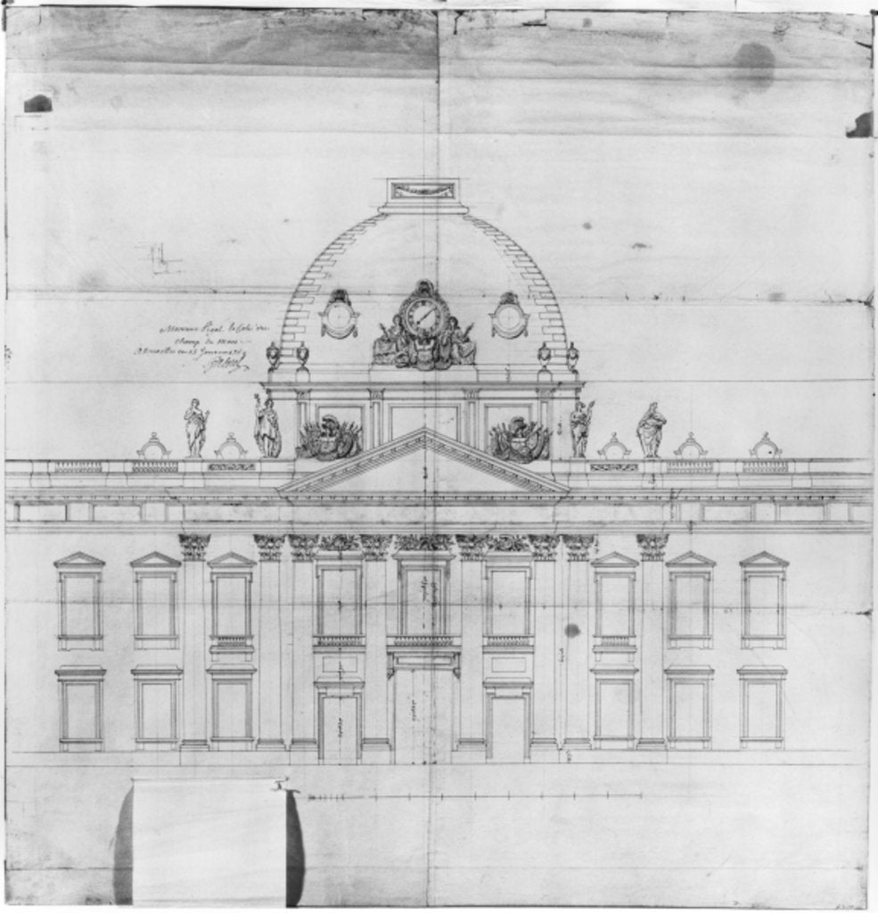 Detail of Design for the Ecole Militaire in Paris, 1769 by Jacques-Ange Gabriel