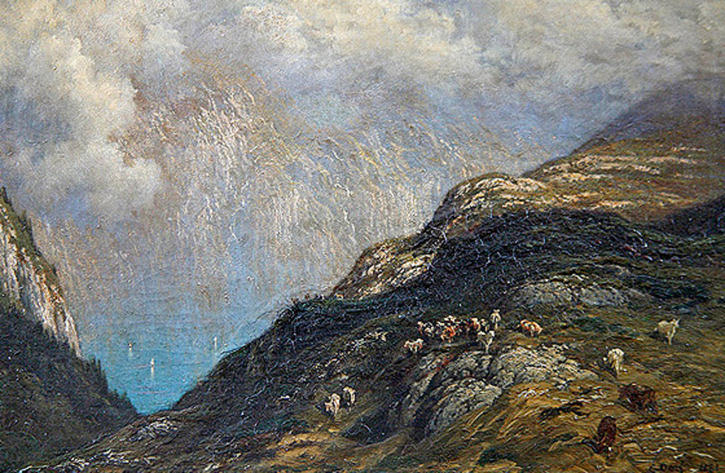 Detail of Mountainous landscape by Gustave Dore