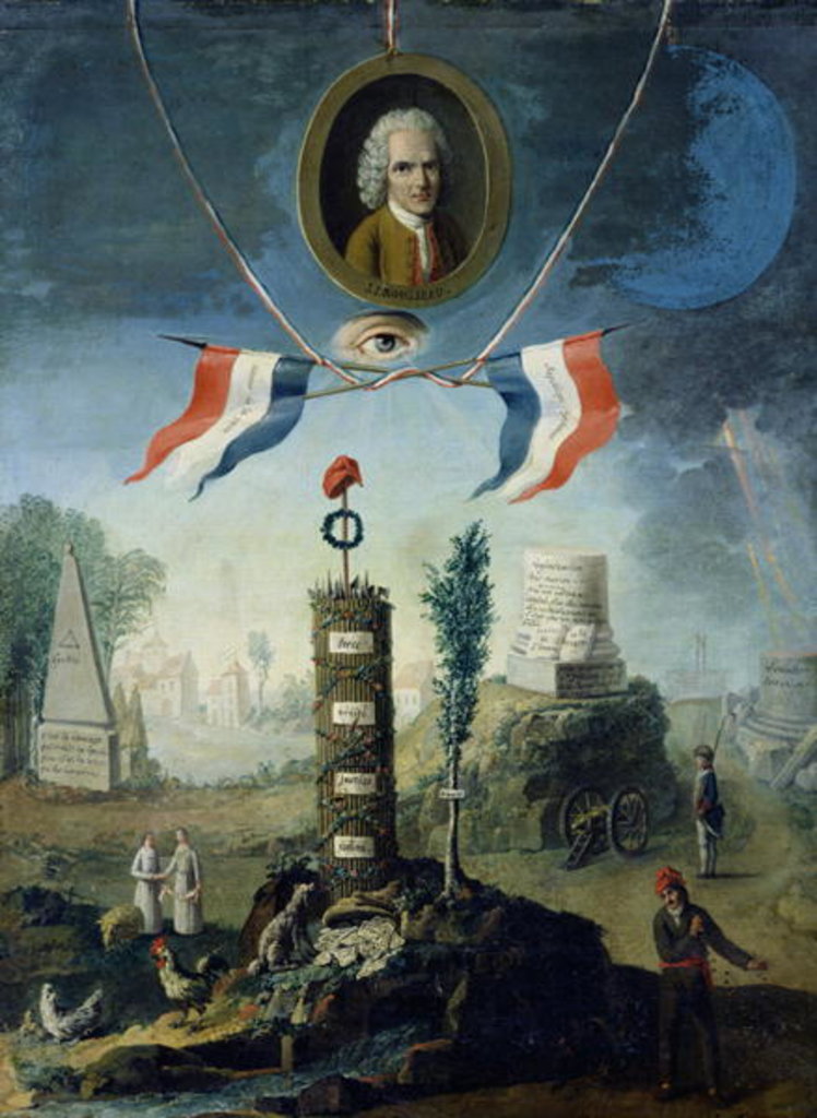 Detail of An Allegory of the Revolution with a portrait medallion of Jean-Jacques Rousseau by Nicolas Henri Jeaurat de Bertry