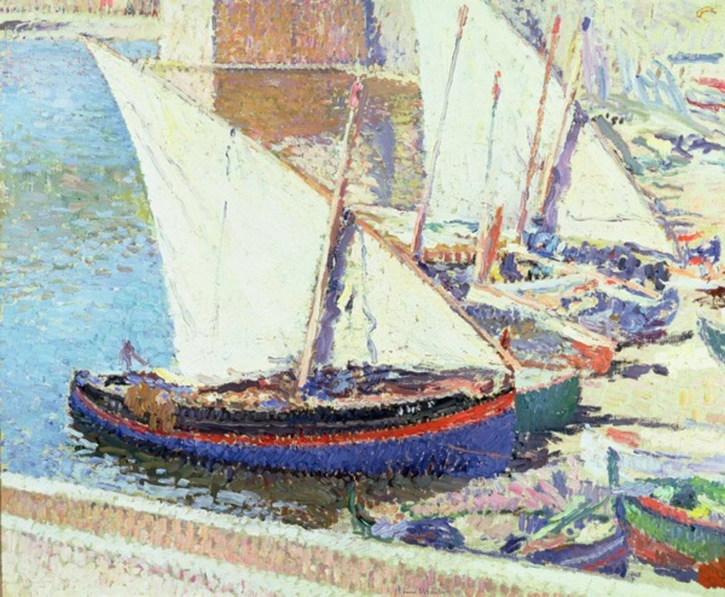 Detail of Fishing boats by Henri Martin