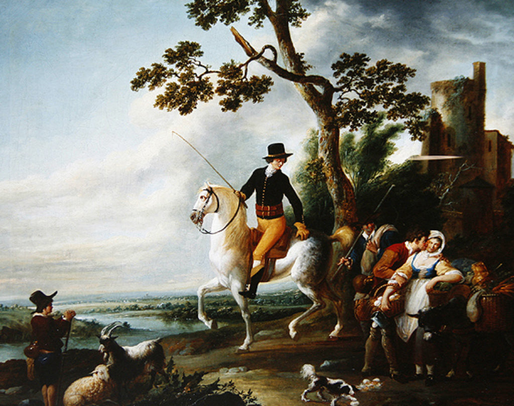 Detail of A Romantic Meeting by Louis Joseph Watteau