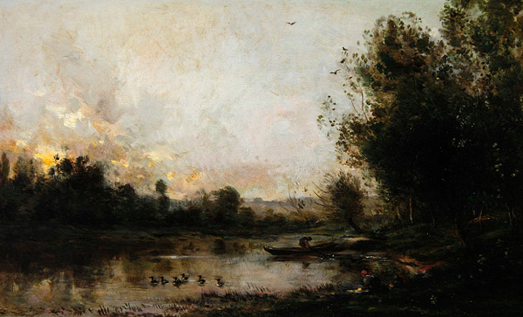 Detail of The Banks of the Oise, 1873 by Charles Francois Daubigny