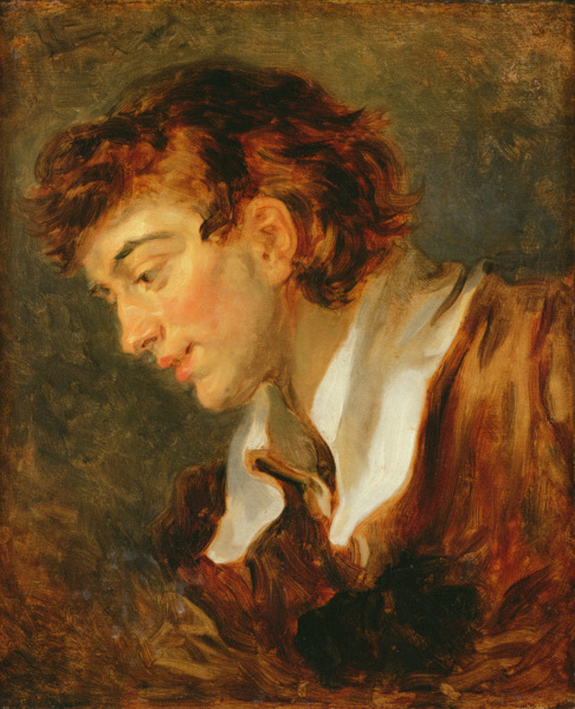 Detail of Head of a Young Man by Jean-Honore Fragonard