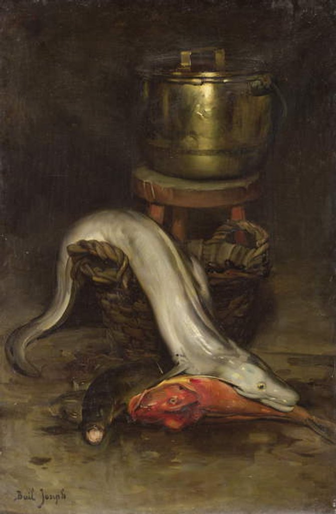 Detail of Still life with fish and cauldron by Joseph Bail