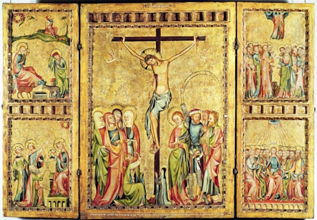 Detail of Altarpiece with the Crucifixion in the centre panel and scenes from the Life of Christ on the side panels, c.1330 by Master of Cologne