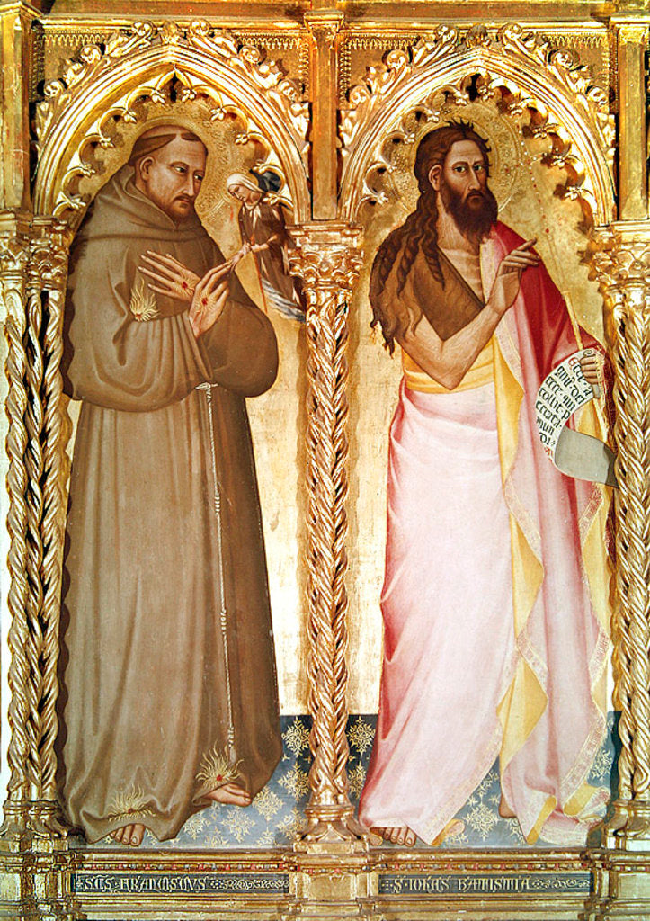 Detail of St. Francis of Assisi and St. John the Baptist by Giovanni del Biondo dal Casentino