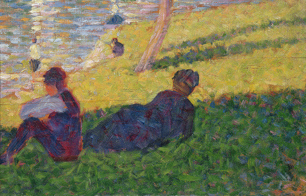 Detail of Seated man and reclining woman, study for A Sunday Afternoon on the Island of La Grande Jatte, 1884 by Georges Pierre Seurat