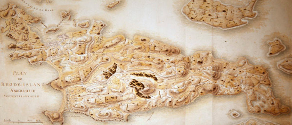 Detail of Map of Rhode Island by F. Dubourg