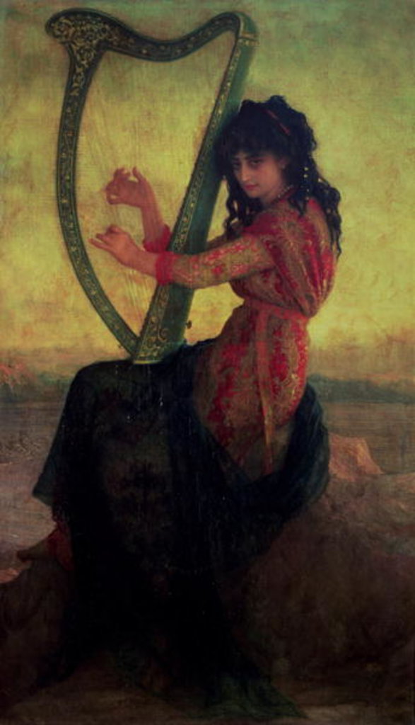 Detail of Muse Playing the Harp by Antoine Auguste Ernest Herbert or Hebert