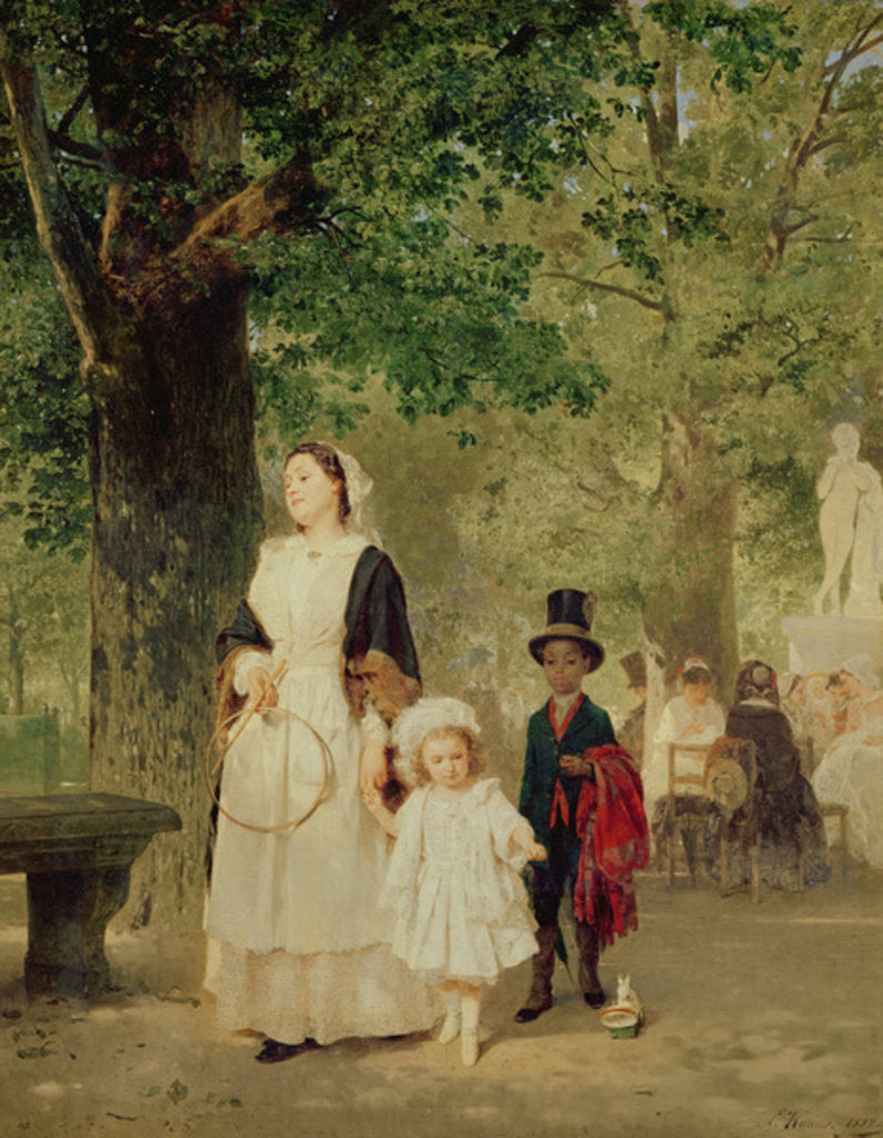 Detail of Promenade in the Tuileries Gardens, 1855 by Ludwig Knaus