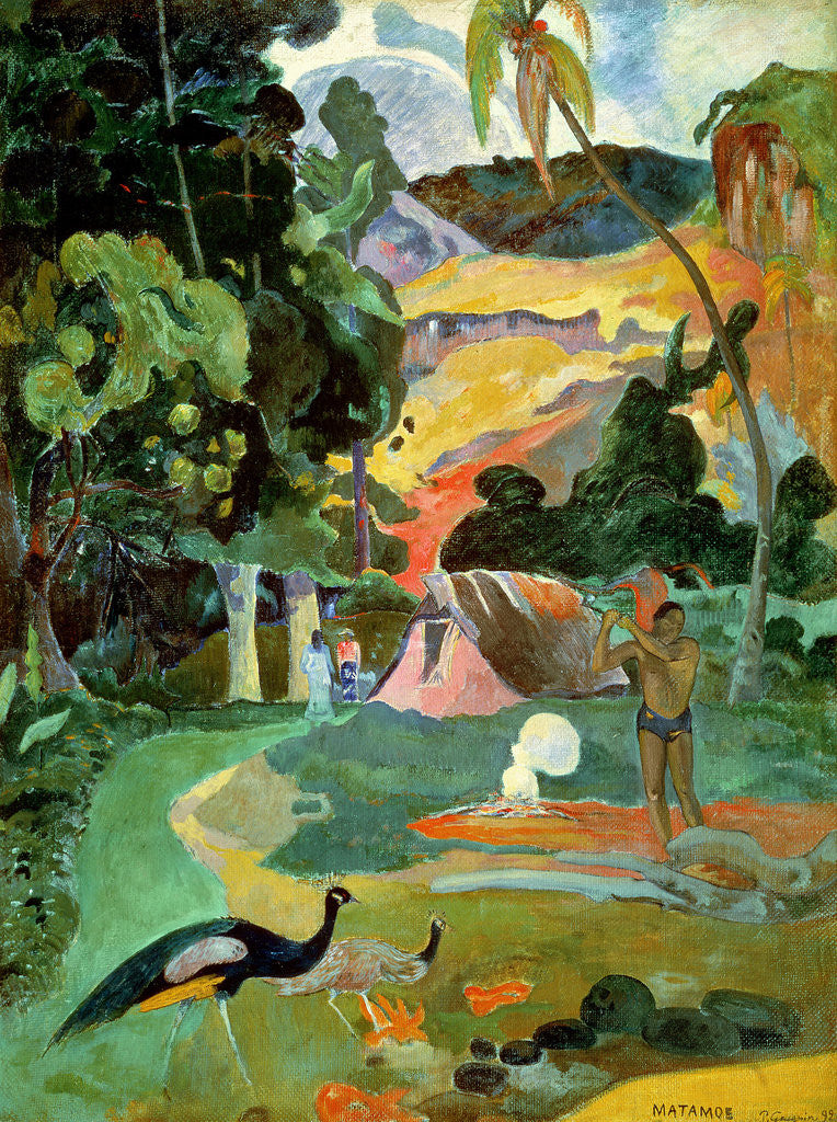 Detail of Matamoe or, Landscape with Peacocks by Paul Gauguin