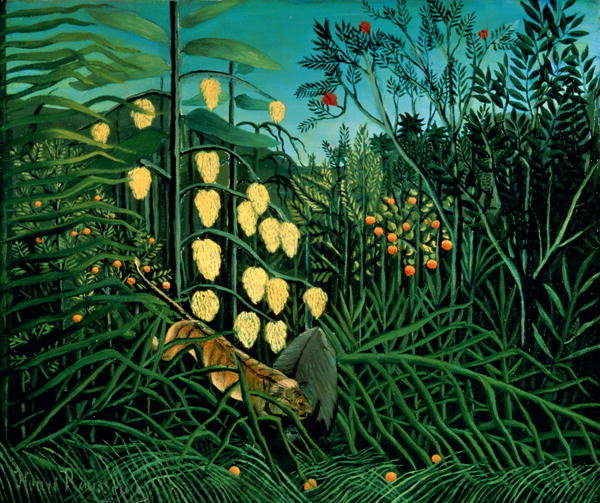 Detail of Tropical Forest: Battling Tiger and Buffalo, 1908 by Henri J.F. Rousseau