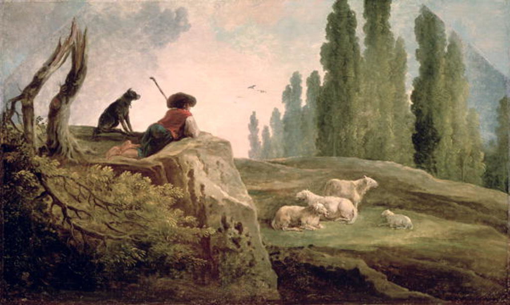 Detail of The Shepherd by Hubert Robert