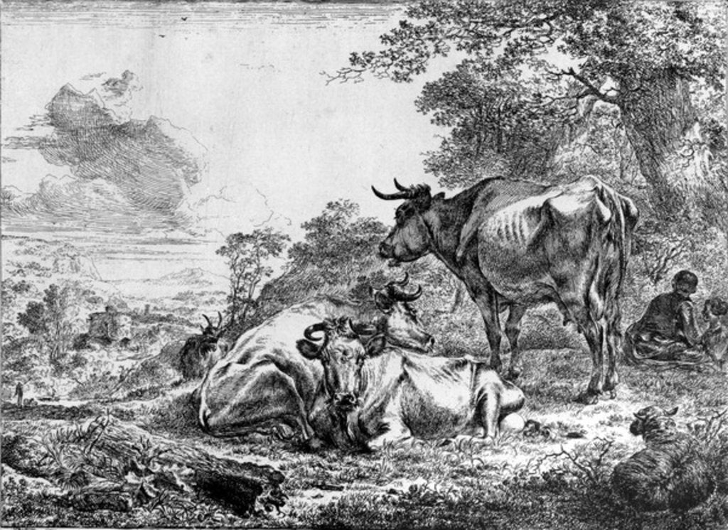 Detail of Three Cows by Nicolaes Pietersz. Berchem