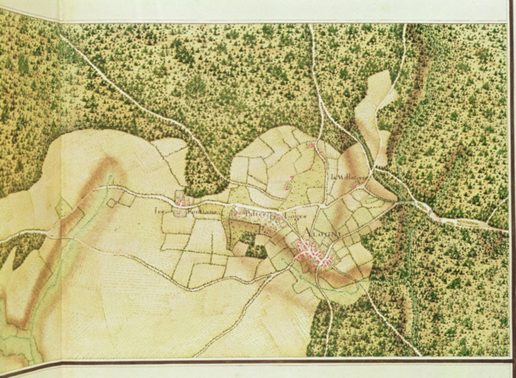 Detail of Map of the area of Bourges by French School