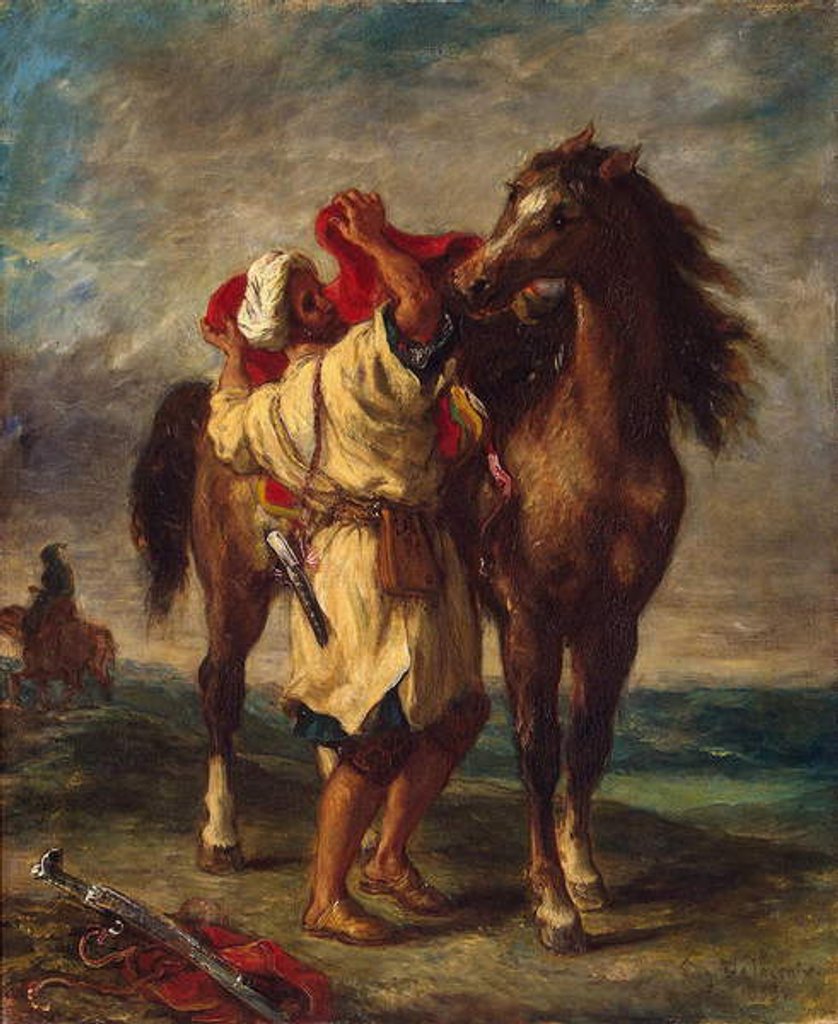 Detail of Arab saddling his horse, 1855 by Ferdinand Victor Eugene Delacroix