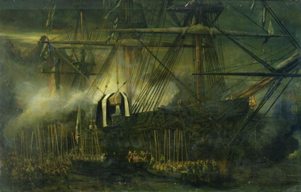 Detail of The Shipment of Napoleon's Ashes Aboard the 'Belle-Poule' at Saint Helena by Louis Eugene Gabriel Isabey
