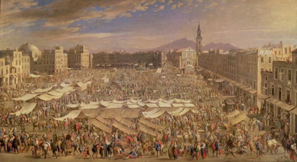 Detail of The Market at Naples by Angelo Maria Costa