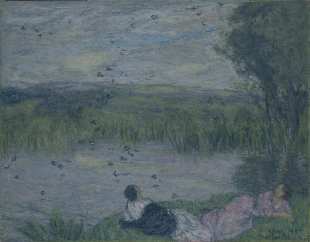 Detail of Swallows by Edmond-Francois Aman-Jean