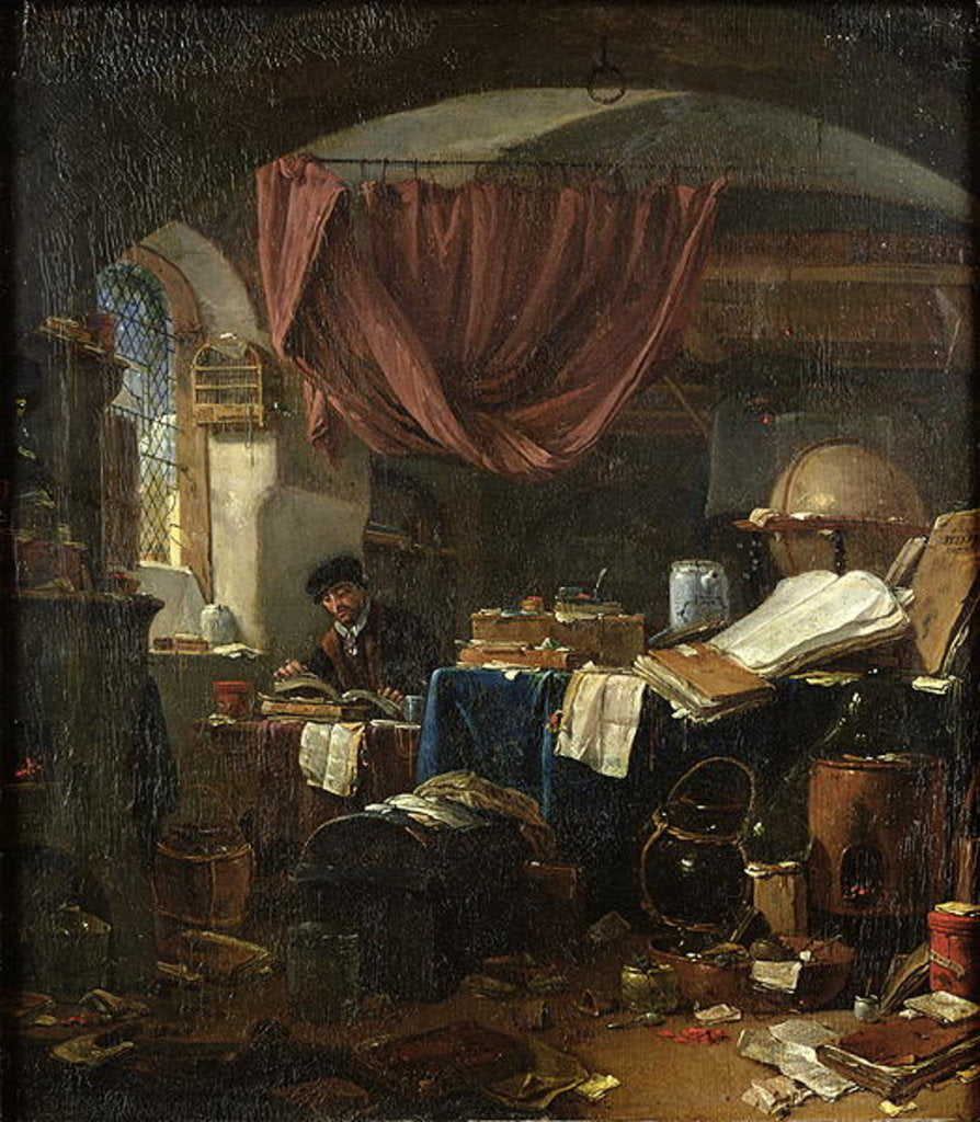 Detail of The Alchemist's Laboratory by Thomas Wyck