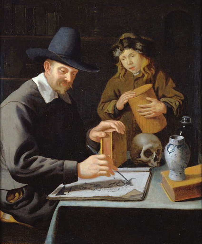 Detail of The Painter and his Pupil by Constantin Verhout