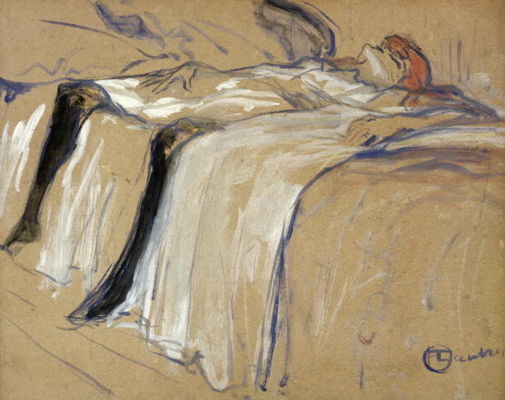 Detail of Woman lying on her Back - Lassitude by Henri de Toulouse-Lautrec