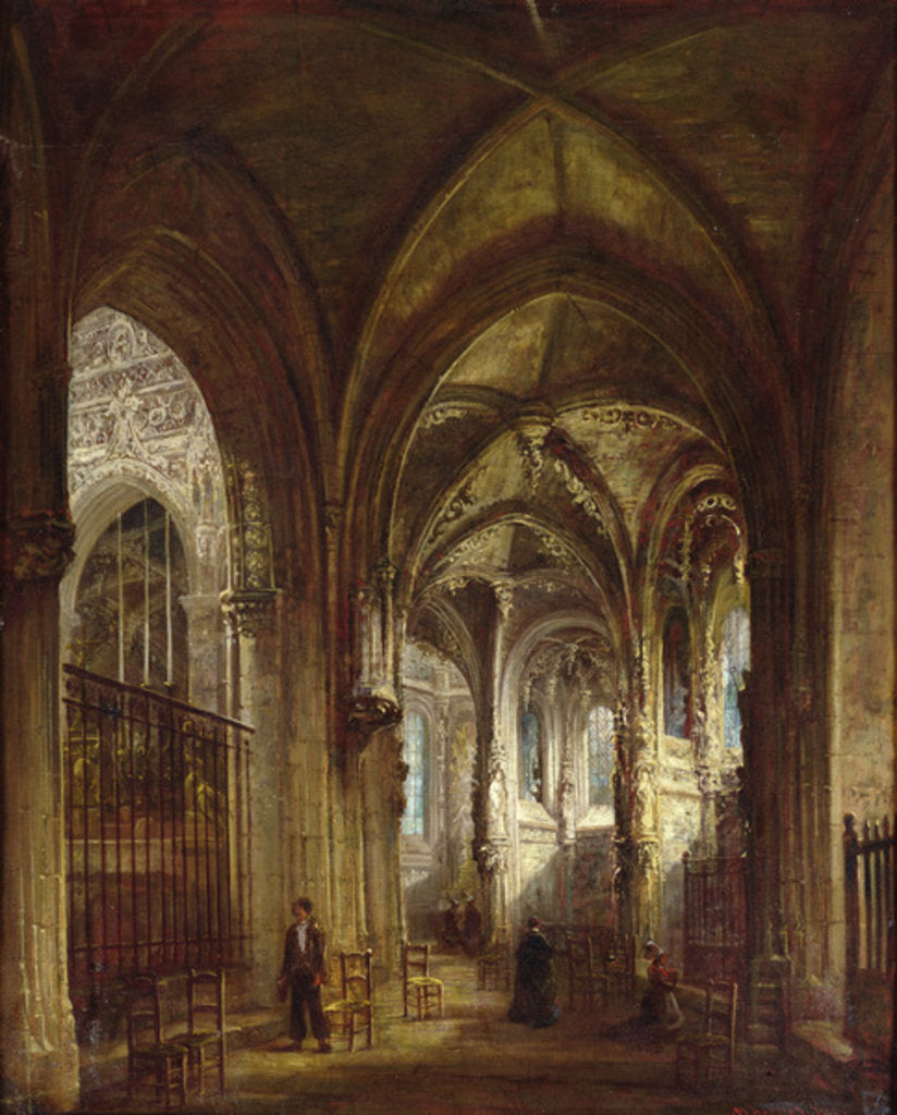 Detail of Interior of the Church of St. Pierre, Caen, 1861 by Francois d' Herbes
