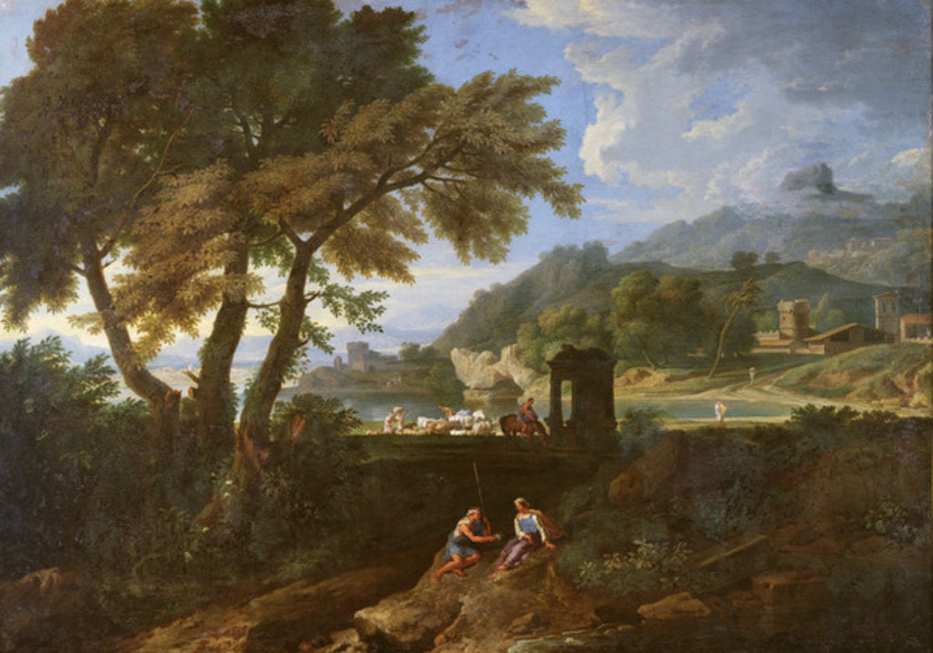 Detail of Landscape by Gaspard Poussin Dughet