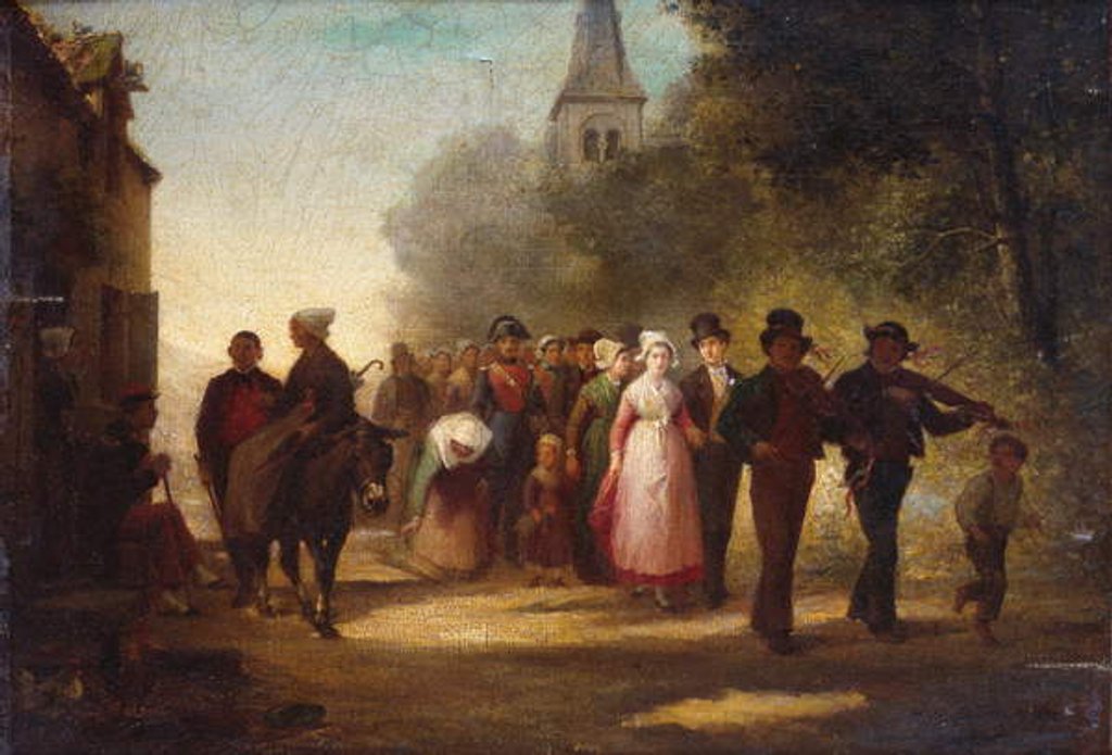 Detail of The Village Marriage, 1872 by Charles Marie Lhuillier
