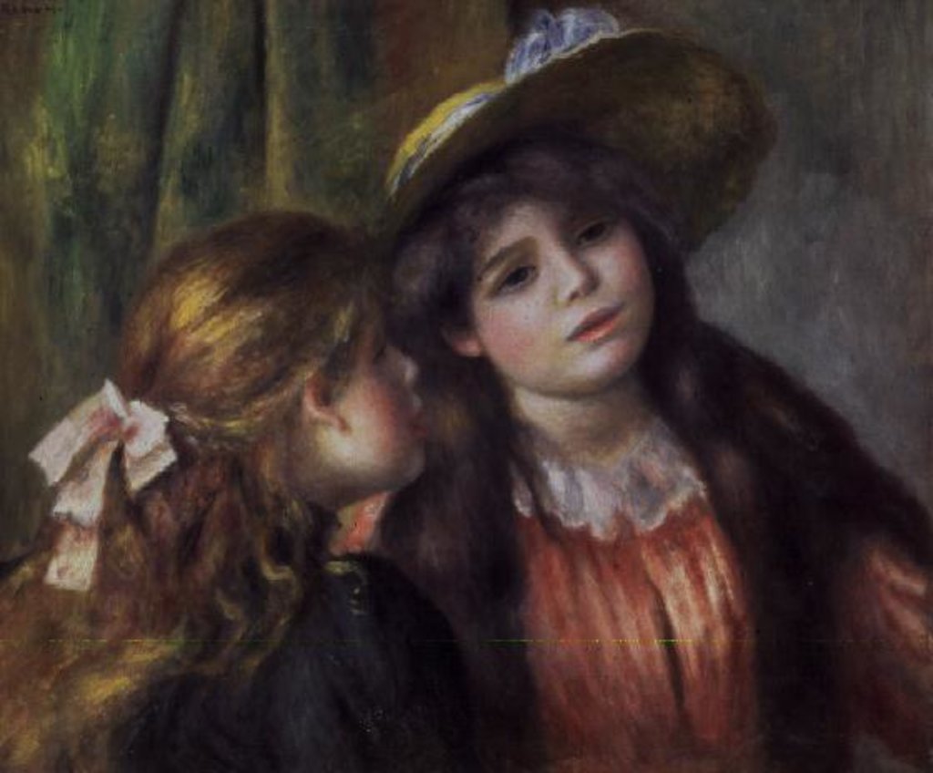 Detail of Portrait of Two Girls, c.1890-92 by Pierre Auguste Renoir